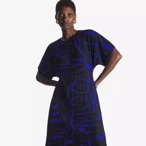 COS Black and Blue Pleated Midi Dress